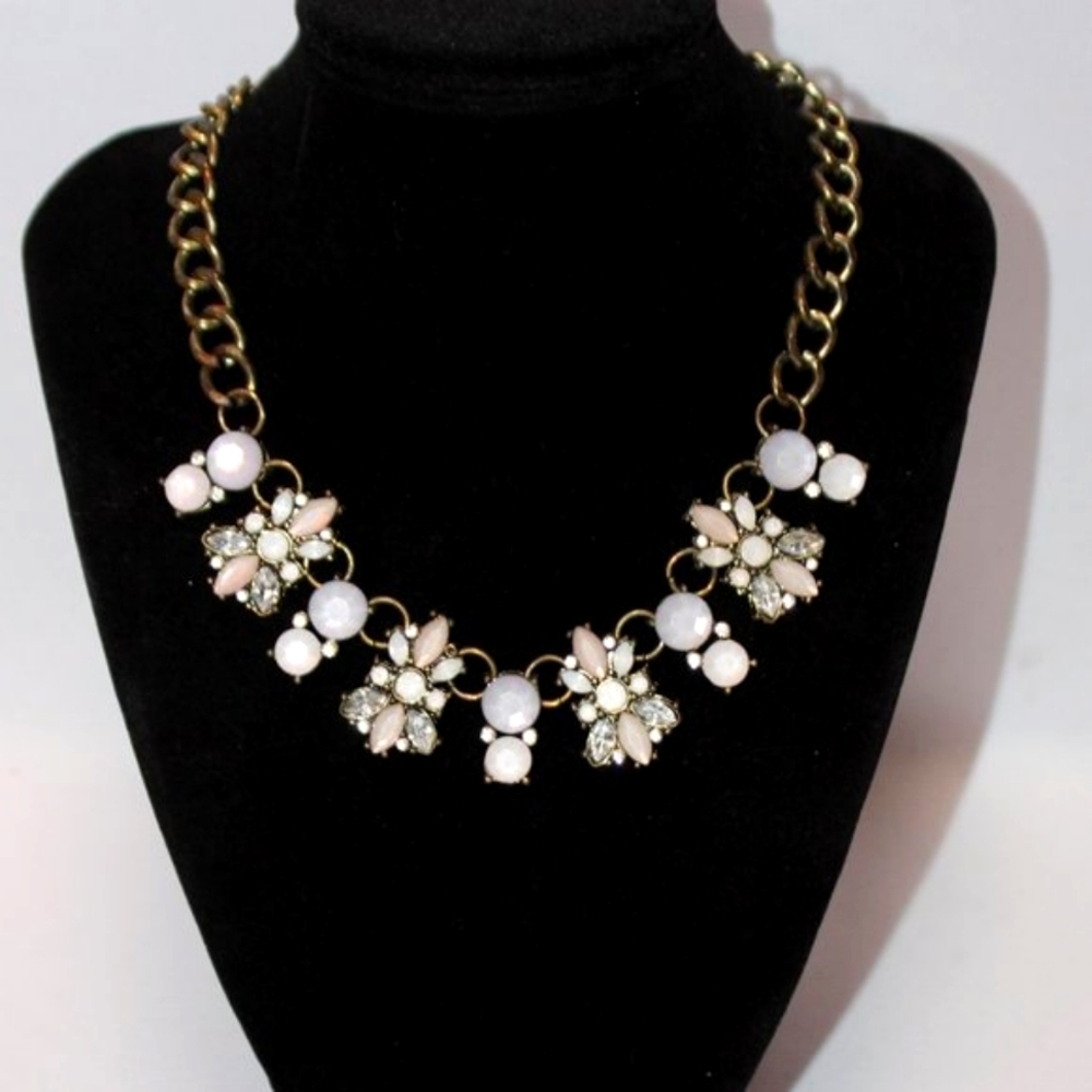Pale Pink and White Statement Necklace